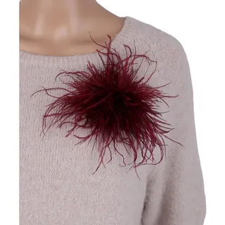 MIRROSI Brosche Edler Federbrosche, Feder-Anstecker im Boho-Vintage Stil, Ausgestattet mit Clip und Anstecknadel für sicheren Halt rot