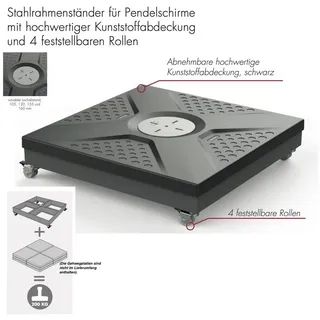 Doppler Rollsockel Active Easy Push 88 x 88 x 20 cm Grau