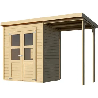 Karibu Gerätehaus »Roan« mit 1 - 322x126x219cm - naturfarben - Fichtenholz / Holz / Glas