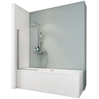 Schulte Badewannenfaltwand 70 x 120 cm 1-tlg. Klar Hell Grau
