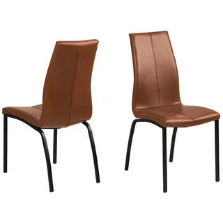 designimpex Esszimmerstuhl Design Esszimmerstuhl SN-1 Stuhl Cognac Braun Leder Stühle Esszimmer braun