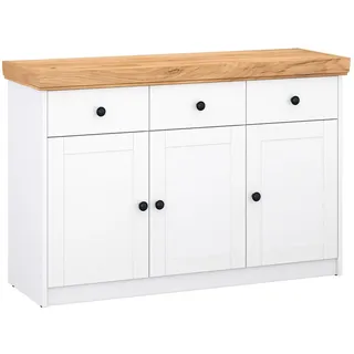 Homestyle4u Sideboard 122,5 x 82 x 42 cm eiche / weiß