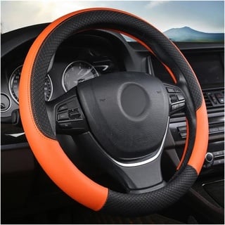 Lenkradabdeckung Leder Auto Lenkrad Abdeckung Spaß Volante Für VW Für T4 Für T5 Für T6 Für Multivan Für Caravelle Auto Innen Zubehör Auto Lenkradschoner (Farbe : Orange)