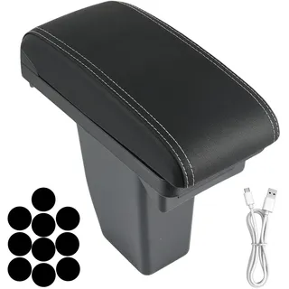 XUKEY Zweilagige Armlehne aus schwarzem Leder für die Armlehne der Mittelkonsolen-Aufbewahrungsbox 2008