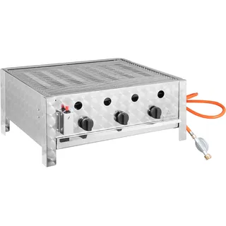 GastroHero Tischbräter 3 Brenner 10 kW, 650 x 570 x 270 mm, Outdoor Kombibräter Tischgrill für Gastronomiebedarf