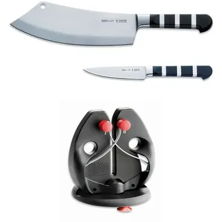 F. DICK 1905 Set (3-Teiliges Messerset, bestehend aus AJAX/Officemesser/Rapid Steel Action, Messerschärfer, Küchenmesser) 81974100, Silber