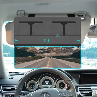 JGGDDU Sonnenblende Verlängerung, Auto Visier Anti Blender, Sonnenblende erweitern einstellbar Anti-UV, Für Den Fahrer Oden Beifahrer Auf den Vorderen Sitzen, Grau