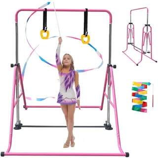 Kegoupdys Gymnastikstange Kinder Faltende Turnstange mit Verstellbarer Höhen Reck Kinder für Kinder Turnreck Reckstange Horizontale für Indoor/Outdoor