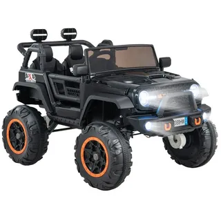 KOMFOTTEU Elektro-Kinderauto, Belastbarkeit 50 kg, 2-Sitzer Kinderfahrzeug mit Fernbedienung schwarz