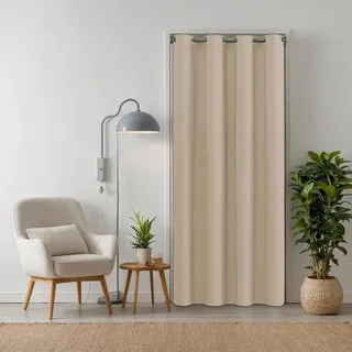 tinycurtains, Thermo Türvorhang beige 195 x 150 cm, für alle gängigen Türgrößen, Thermovorhang OHNE Stange