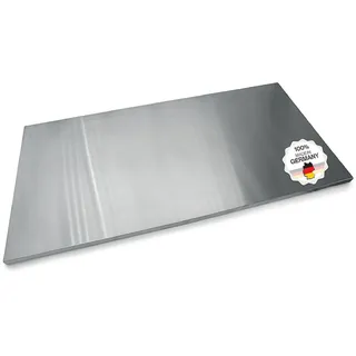 Arbeitsplatte Knetbrett Edelstahl [100x50 cm] - Für Kneten, Schneiden & Backen - Küchenplatte mit Anschlagkante - Auch als Nudelbrett, Backbrett, Teigbrett - Schneidebrett Platte Küche