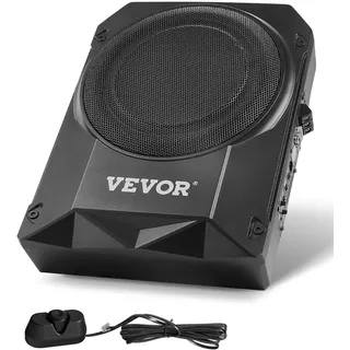 Vevor Untersitz Auto Subwoofer 400 W 254 mm schlanker Auto Subwoofer mit Stromversorgung, Subsystem mit eingebautem Verstärker, Hoch-/Niedrigpegel-Eingang und Lautstärkeregler für SUVs Lkws