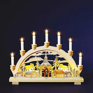 Hellum 875515 Schwibbogen Dorf Bernstein Glühlampe Holz