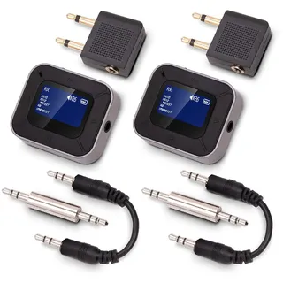 auvisio Bluetoothempfänger: 2er-Set 2in1-Audio-Transmitter- & Receiver mit Bluetooth 5.3, Display (Audiotransmitter, Bluetooth, Transmitter and Receiver,)