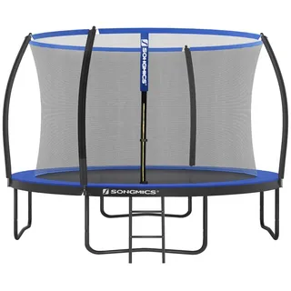 Songmics Gartentrampolin 366 cm inkl. Sicherheitsnetz, Leiter und gepolsterten Stangen blau