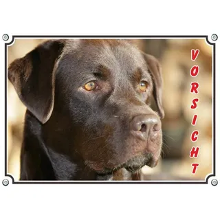 Hundewarnschild - Labrador Retriever - Vorsicht! Metallschild TOP Qualität, DIN A5