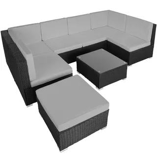 Tectake Venedig Rattan Lounge schwarz/grau