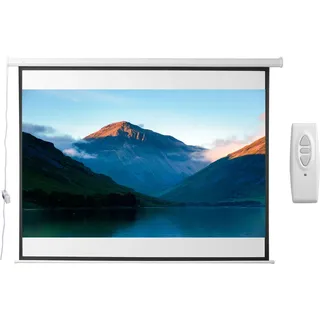 HOMCOM Elektrische Beamer Leinwand 203 x 152 cm 4:3 mit Fernbedienung, Projektionsleinwand für Heimkino & Präsentationen, Weiß   Aosom.de