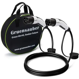 Gruensauber Typ 2 Ladekabel - 11KW 7M 16A 3 Phasig,Ladekabel Elektroauto Typ 2 für E-Auto EV/PHEV,Typ 2 auf Typ 2 Mode 3 Ladekabel mit Tasche,Geeignet für Model Y/3/S/,i3,Zoe,ID.3,ID.4,E-Tron,e-208