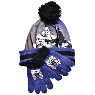 Star Wars 2-tlg. Winter Set: Star Wars Mütze & Handschuhe in Dunkelblau | Gr.: onesize