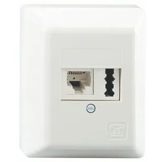 Rutenbeck 13311101 UAE/TAE-Anschlussdose, 2-fach, 2 x 6-polig, 2 x 6 Schraubkontakte, reinweiß