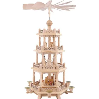 Richard Glässer GmbH Seiffen Richard Glässer Seiffen Schneemänner, 3-stöckig, Kirchdorf mit Barockzaun 57cm Erzgebirge