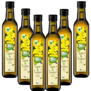 6x 500ml dm Bio Rapsöl, kaltgepresst Glutenfrei Laktosefrei, Ohne Aromastoffe Öl