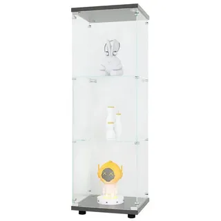 FUROKOY Glasvitrine Standvitrine, Modern Glas Vitrinenschrank (3 Lagen Glasvitrine mit 1 Glastür, Sammlervitrine, für Sammlerstücke Bücher Wein) schwarz