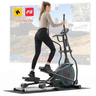 Hop-Sport Crosstrainer HS-160CF Stage mit 12 Trainingsprogrammen, Crosstrainer für Zuhause mit Transportrollen