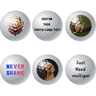 Golfball Personalisiert Golfbälle Personalisiert mit Foto/Logo/Text Golf Übungsbälle Zweischichtige Golf Bälle Golf Balls, Golf Geschenke für Männer (3 Stück)