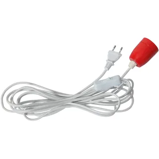 MARELIDA Lampenfassung mit Textilkabel - für E27 Leuchmittel - L:5m - Schalter - rote Porzellanfassung