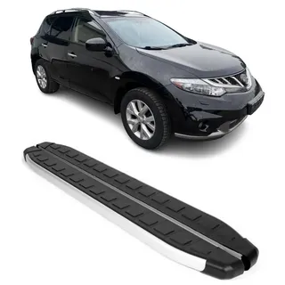 OMAC Kfz-Schmutzfänger Seitenschweller Trittbretter für Nissan Murano Z51 Alu Schwarz, 2-tlg., Rutschfest, Haltbar, Aerodynamik schwarz|silberfarben