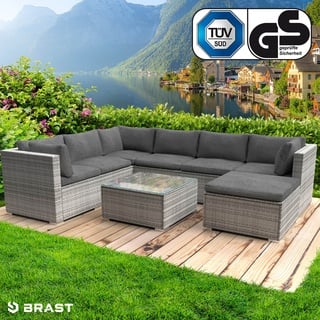 Rattan Gartenlounge Set LUXUS grau