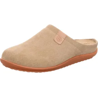 Rohde Damen Pantoffel Hausschuh Velours Leder Wechselfußbett Perugia 2020, Größe:42 EU, Farbe:Beige - Beige - 42