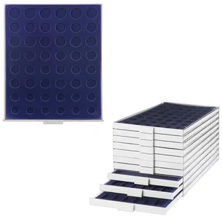 Münzbox grau 48 runde Fächer für EuroMünzen, 1 Cent bis 2 € Nicht eingekapsel...