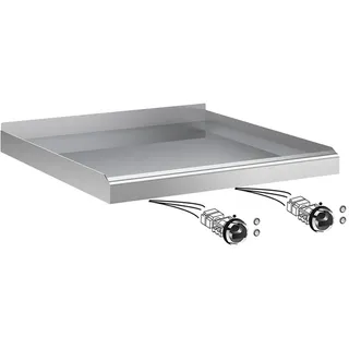Mareno drop-in Grillplatte mit Backfläche aus Edelstahl, 1/2 glatt-1/2 gerippt, 60cm