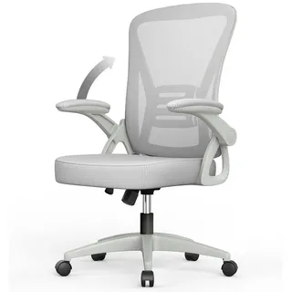 naspaluro Bürostuhl Ergonomischer Sitz Sessel mit 90° klappbarer Armlehne – höhenverstellbar - Grau