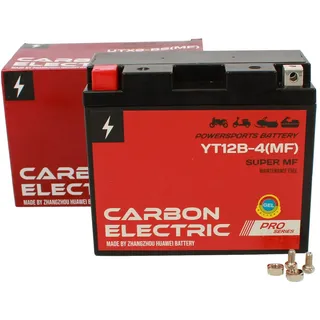 Carbon Electric YT12B-4 MF Gel Batterie 12 V 10 Ah Wartungsfrei Versiegelt Motorrad Roller Motorradbatterie Rollerbatterie