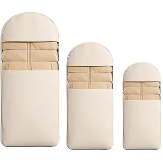 Platzsparender Hängender Kleiderschrank-Organizer mit Selbstkompressions-Reißverschluss, Schutzhülle Kleiderstange für Staub Feuchtigkeitsfest, Lang Kleidersack für die Aufbewahrung (Beige, 3PCS)