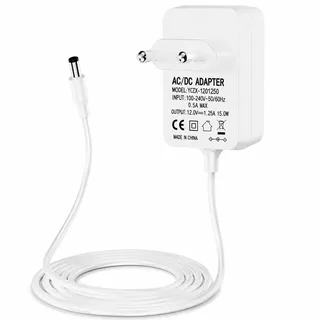 ERBO 15W Netzteil Kompatibel mit Echo Dot (3/4/5. Gen), Echo Show 5 (1. 2. Gen), Echo Spot, Dot Kids Edition, Fire TV Cube, 12V 1.25A Ersatz Ladegerät AC-Adapter Alexa Kabel Netzkabel, Weiß