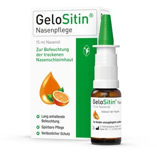 GeloSitin Nasenpflege: Nasenöl für lang anhaltende Befeuchtung bei trockener Nasenschleimhaut, entfernt schonend Krusten und Borken, mit hochreinem Sesamöl, Orangen- und Zitronenöl, 15 ml