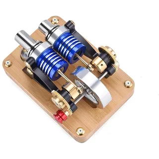 DUZU Stirlingmotor Bausatz, Heißluft Sterling Engine Motor Bausatz, Externe Verbrennung Stirlingmotor Engine Kit, Zweizylinder-Zweikolben-Heißluft Sterling Motor für Technikbegeisterte