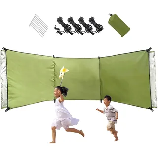 OnIUeZky Strandwindbreaker Windbrecher Strand Garten Windschutz zum Camping 98.43x27.56 im Karawanen -Sonnenschutzhaut hoher Windpause mit Gegs, Seil und Aufbewahrungstasche ohne Stangen