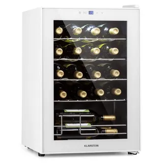 Klarstein Weinkühlschrank 1 Zonen Getränkekühlschrank Klein, Freistehender Kleiner Weinschrank, 53L Wein-Kühlschrank mit Glastür, Indoor/Outdoor