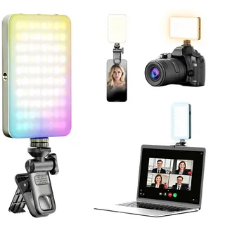 Rollei Foto Licht, Lumis Mini Creator LED RGB Videoleuchte Fotografie | Kompatibel mit Kamera Handy Tablet Laptop, Selfie Licht 360 Farben, für Webcam Zoom Videokonferenzen und YouTube TikTok Vlogs
