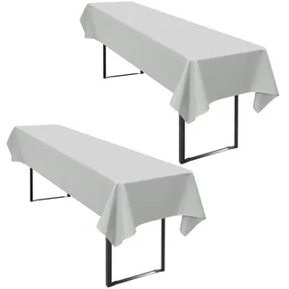 2 Stück Tischdecke Bierzeltgarnitur 110 x 260cm Grau Biertischdecke für 50-70 cm Tischbreite, Polyester Premium Wiederverwendbar Biertisch Tischdecken für Biertischgarnitur