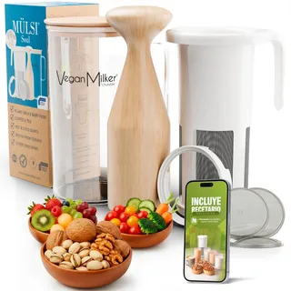 Vegan Milker Pflanzenmilchbereiter Maker – Pflanzenmilch Machine Mandelmilch, Sojamilch | 1L in 1 Minute 100% Natürlich mit 3 Filter | Kompatibel mit Stabmixer | Rezeptbuch enthalten | Mülsi Soul