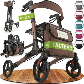 Juskys Aluminium Rollator Vital mit Sitz Braun 