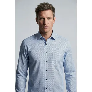 Olymp Langarmhemd OLYMP "Luxor", Herren, Gr. 42, Verlängerter Arm, bleu, Web, Obermaterial: 100% Baumwolle, Hemden Businesshemd, comfort fit, New-Kentkragen, extra langer Arm