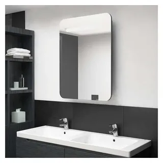 vidaXL LED-Bad-Spiegelschrank Glänzendes Grau 60x11x80 cm